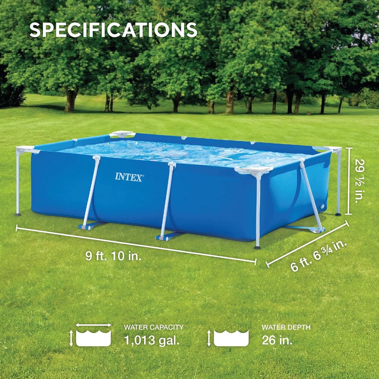 Piscine rectangulaire 300x200x75 cm 🥇